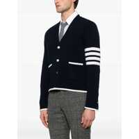 Pulovere Thom Browne pentru Barbati - Cardigane Thom Browne Blue Cardigan With V Neck And Maxi Logo On The Sleeve In Wool Man BLUE Barbati (BM 18515373) - B-mall.ro