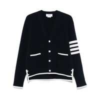 Cardigane Blue Cardigan With V Neck And Maxi Logo On The Sleeve In Wool Man Barbati