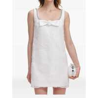 Rochii White Mini Dress With Square Neck And Bow Detail On The Front In Tech Fabric Woman Femei