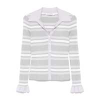 Topuri Grey Stripe Rib Knit Top Femei