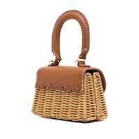 Genti de mana Self-Portrait Dama - Genti de mana Self-Portrait Rattan Mini Bow Brown Handbag With Chain-Link Shoulder Strap And Bow Detail In Raffia And Leather Woman BROWN Femei (BM 18515571) - B-mall.ro