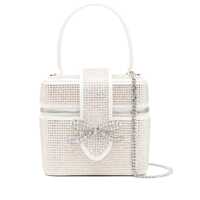 Genti de mana Beige Handbag With Crystal Embellishments And Bow Detail In Tech Fabric Woman Femei