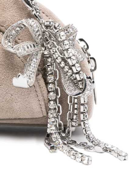 Genti de umar Self-Portrait Grey Shoulder Bag With Two Top Handles And Charm Detail On The Front In Suede Woman GREY Femei (BM 18515580) 4