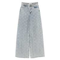 Blugi Blue Jeans With Logo Patch On The Rear And All-Over Crystal Bows Embellishment In Denim Woman Femei