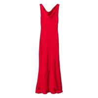 Rochii Red Sleeveless Dress With Draped Neckline And Low Rear In Tech Fabric Woman Femei