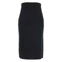 Fuste Black Knit Midi Skirt With Concealed Zip Closure In Wool Woman Femei