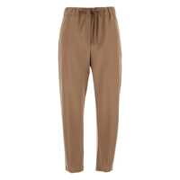 Pantaloni casual 'Buddy' Beige Cropped Pants With Drawstring Waist In Cotton Woman Femei