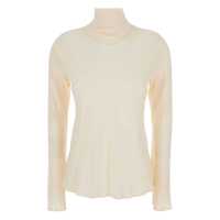 Bluze White Flared Blouse With High Neck In Silk Blend Woman Femei