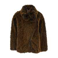 Geci Brown Shearling Coat With High Neck And Concealed Front Closure In Ecofur Woman Femei