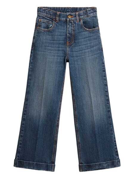 Blugi Golden Goose JOURNEY GIRLS BOOTCUT MEDIUM WASHED BLUE DENIM WITH CONTRATST STITCHING AND EMBROIDERY Blue Fete (BM 18516087) 1