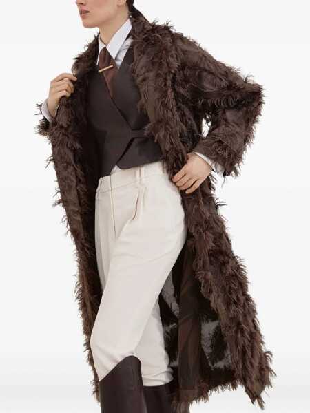 Paltoane Brunello Cucinelli Coat with fur details TESTA DI MORO Femei (BM 18517522) 4