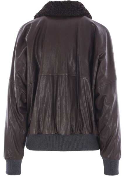 Geci de piele Brunello Cucinelli Leather Jacket COFFEE Femei (BM 18517528) 2