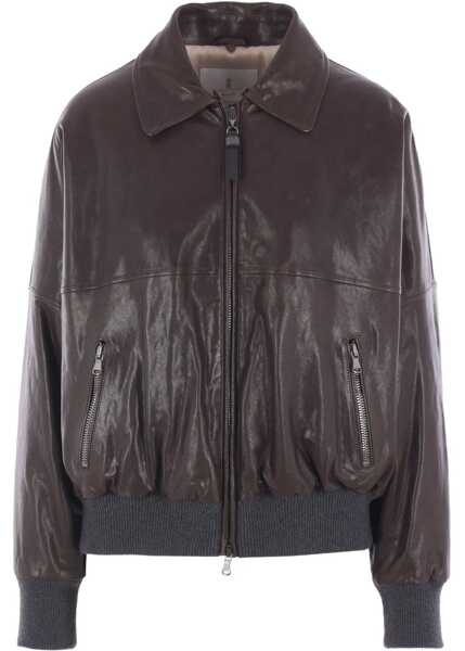 Geci de piele Brunello Cucinelli Leather Jacket COFFEE Femei (BM 18517528) 1
