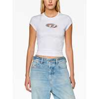 Tricouri Diesel Dama - Tricouri Diesel White T-Shirt With Oval D Cut Out Detail In Stretch Cotton Woman WHITE Femei (BM 18520905) - B-mall.ro