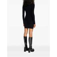 Rochii Diesel Dama - Rochii Diesel Black U Neck Dress With D-Logo In Ribbed Fabric Woman Black Femei (BM 18520914) - B-mall.ro