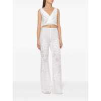 Pantaloni casual Alberta Ferretti Dama - Pantaloni casual Alberta Ferretti Alberta Ferretti Embroidered And Cut-Out Design Trousers In Cotton WHITE Femei (BM 18520920) - B-mall.ro