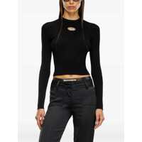 Pulovere Diesel Dama - Pulovere Diesel M-Valari Black Sweater With Oval D Logo Plaque On The Front In Viscose Blend Woman Black Femei (BM 18520980) - B-mall.ro