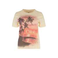 Tricouri Chloé Cotton Crew-Neck T-Shirt Femei