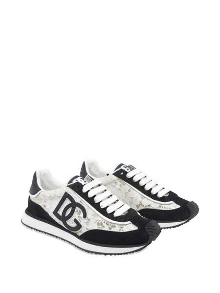 Sneakers Dolce & Gabbana Black And White Low Top With Lace Details And Dg Patch On The Side In Fabric And Suede Blend Woman Multicolor Femei (BM 18521646) 2