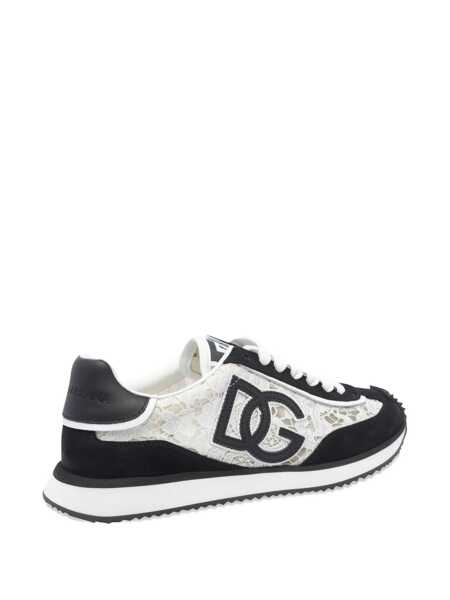 Sneakers Dolce & Gabbana Black And White Low Top With Lace Details And Dg Patch On The Side In Fabric And Suede Blend Woman Multicolor Femei (BM 18521646) 3