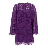 Rochii Violet Dress With Round Neck And All-Over Floral Embroidery In Cotton Blend Woman Femei