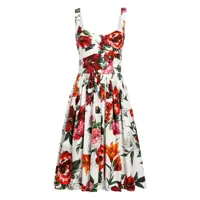 Rochii Multicolor Midi Dress With Wide Neckline And All-Over Floral Print In Cotton Woman Femei