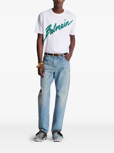 Topuri Balmain Balmain T-Shirts And Polos BLANC/MERAUDE Barbati (BM 18522333) 2