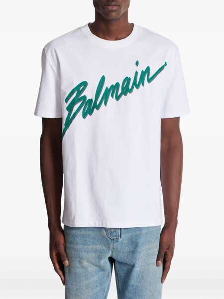 Topuri Balmain Balmain T-Shirts And Polos BLANC/MERAUDE Barbati (BM 18522333) 3
