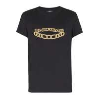 Tricouri Black Crewneck T-Shirt With Logo Print On The Front In Cotton Man Barbati