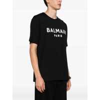 Tricouri Balmain pentru Barbati - Tricouri Balmain Black Crew Neck T-Shirt With Logo Print On The Chest In Cotton Man Black Barbati (BM 18522357) - B-mall.ro