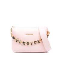 Genti de umar Love Moschino Beige Shoulder Bag With Gold Chain And Black Logo Femei