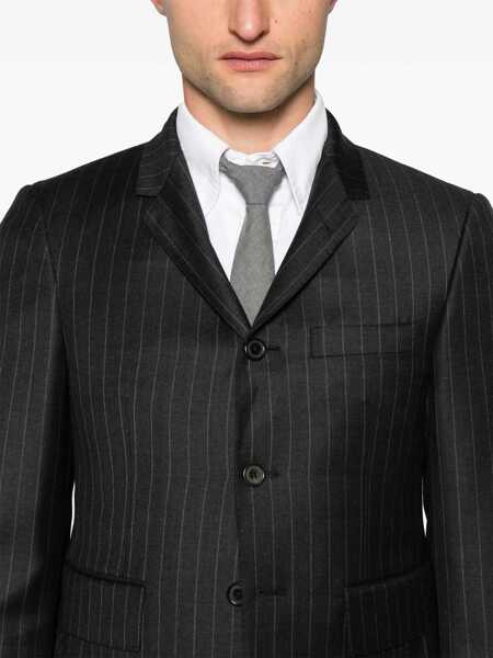 Geci Thom Browne Grey Pinstripe Single-Breasted Jacket In Wool Man GREY Barbati (BM 18523821) 5