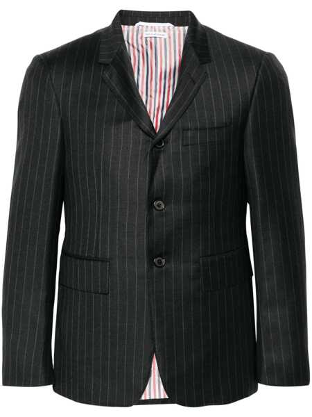 Geci Thom Browne Grey Pinstripe Single-Breasted Jacket In Wool Man GREY Barbati (BM 18523821) 1