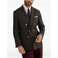Sacouri Brunello Cucinelli pentru Barbati - Sacouri Brunello Cucinelli Brunello Cucinelli Prince Of Wales Blazer BROWN Barbati (BM 18524028) - B-mall.ro