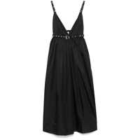 Rochii Ganni Black Long Dress With A V-Neck Embellished With Studs Femei