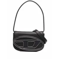 Genti de umar '1Dr' Black Shoulder Bag With Oval D Patch In Leather Woman Femei