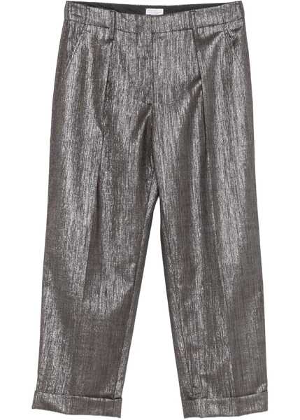Pantaloni casual Brunello Cucinelli Lurex effect Pants MARRONE/ARGENTO Femei (BM 18525412) 1