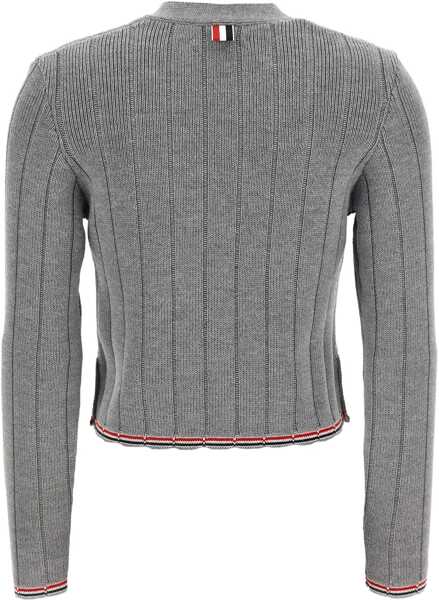 Pulovere casual Thom Browne Ladder Full Needle Rib Stitch V Neck Car LT GREY Femei (BM 18525466) 2