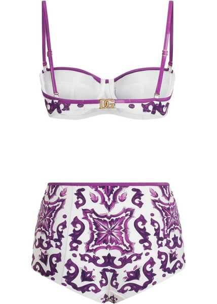 Costume de baie intregi Dolce & Gabbana Majolica Print Bikini Swimsuit PURPLE Femei (BM 18525808) 2
