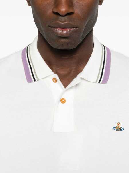 Tricouri Polo Vivienne Westwood Classic Cotton Pique Polo Shirt WHITE Barbati (BM 18526033) 4