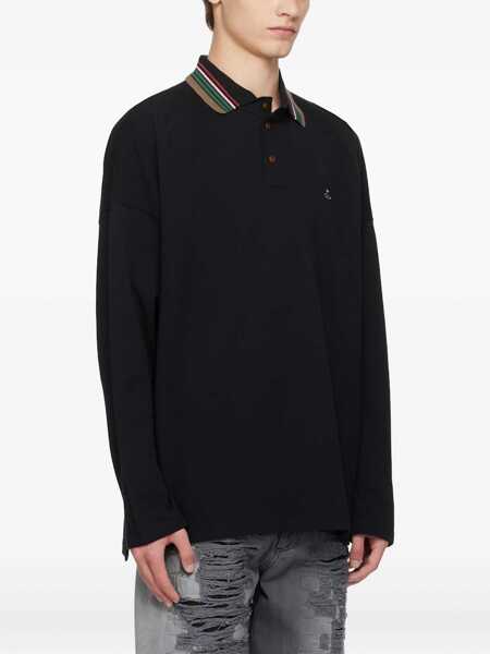 Tricouri Polo Vivienne Westwood Long-Sleeved Polo Shirt BLACK Barbati (BM 18526081) 3