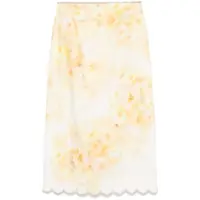 Fuste Zimmermann Floral Print Linen Midi Skirt Femei