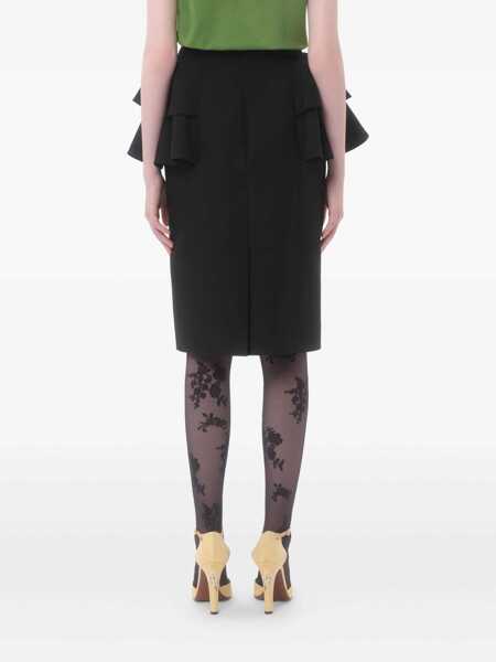Fuste Valentino Garavani Valentino Garavani Wool And Silk Midi Skirt Black Femei (BM 18528429) 5