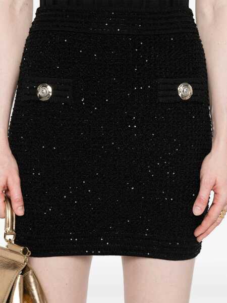 Fuste Balmain Balmain Tweed Mini Skirt Black Femei (BM 18528870) 5