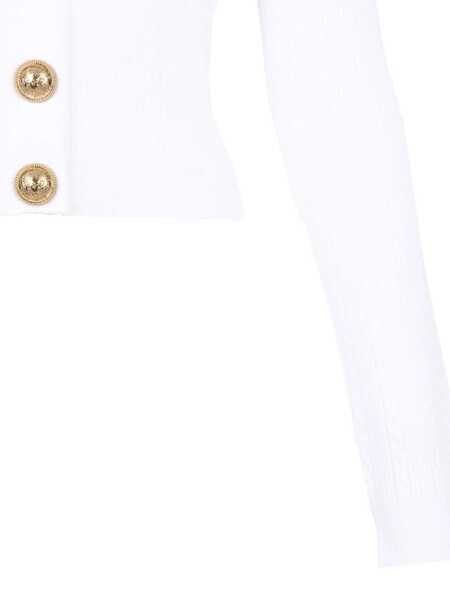 Cardigane Balmain Balmain V-Necked Cardigan WHITE Femei (BM 18528879) 4
