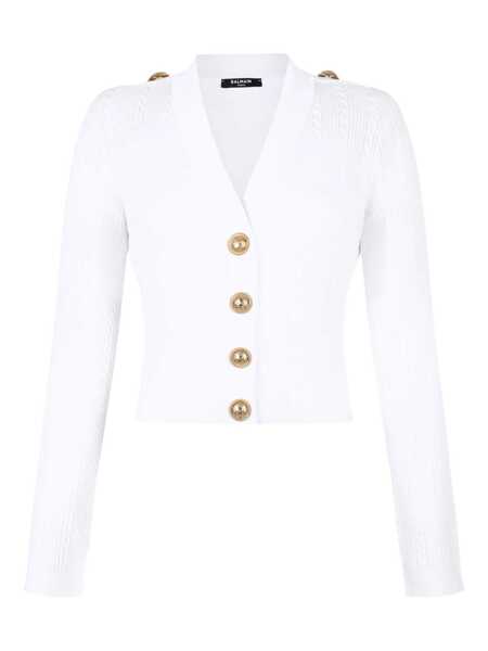 Cardigane Balmain Balmain V-Necked Cardigan WHITE Femei (BM 18528879) 1