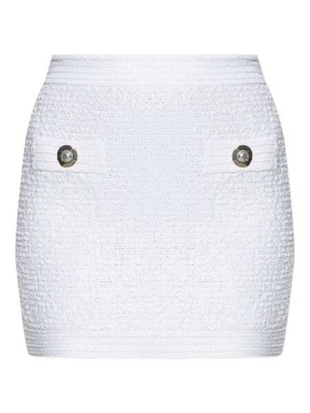Fuste Balmain Balmain Tweed Mini Skirt WHITE Femei (BM 18528882) 4