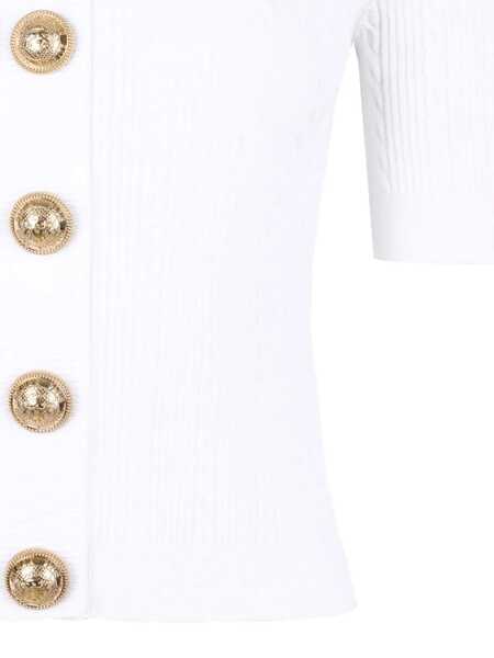Cardigane Balmain Balmain Crewneck Cardigan WHITE Femei (BM 18528894) 4