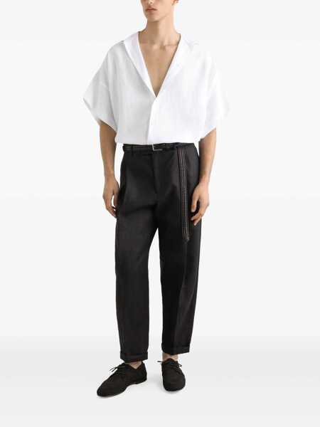 Pantaloni Dolce & Gabbana Black Pants With Turn-Up Hem In Linen Man Black Barbati (BM 18529116) 2