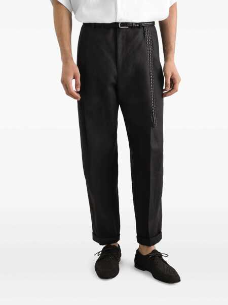 Pantaloni Dolce & Gabbana Black Pants With Turn-Up Hem In Linen Man Black Barbati (BM 18529116) 4